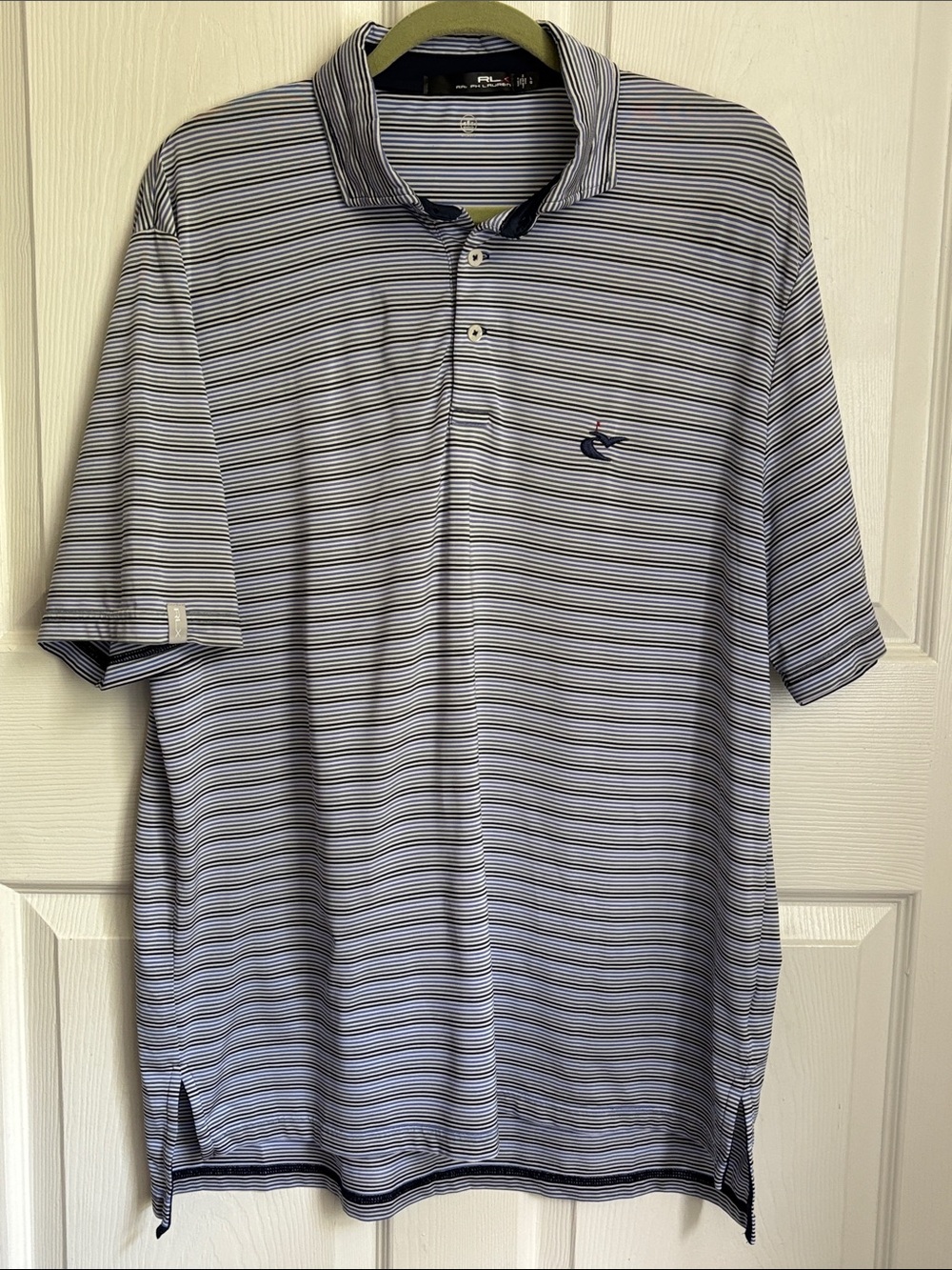 RLX RALPH LAUREN Golf Polo moisture wicking size Large blue striped